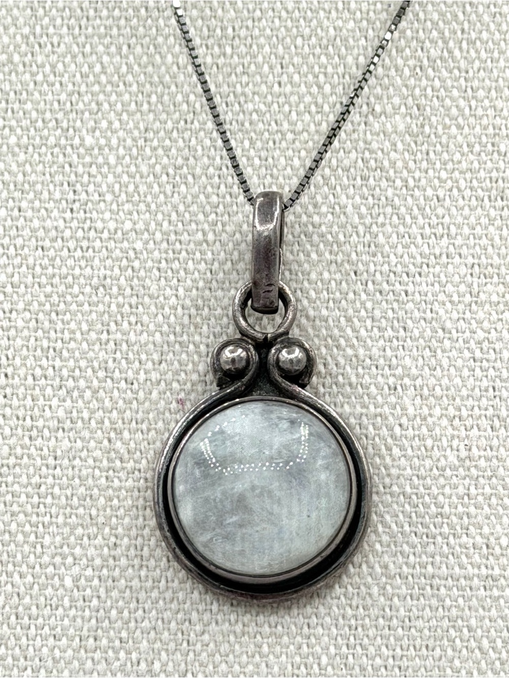 VTG Stunning Ornate Mystical Sterling Silver Moonstone Pendant Woman’s Necklace - Picture 1 of 6